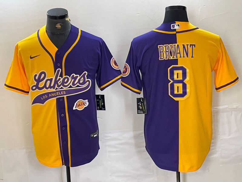 Men Los Angeles Lakers 8 Bryant Yellow purple Jointly Nike 2024 NBA Jersey style 3